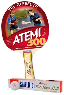 Atemi Rakietka do tenisa stołowego 300 + piłeczki AT_300_SHIELD - Tenis stołowy - miniaturka - grafika 2