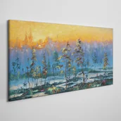 Obrazy i zdjęcia - PL Coloray Obraz na Płótnie Malarstwo las zachód słońca 140x70cm - miniaturka - grafika 1