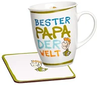 Kubki - Ritzenhoff & Breker 035971 kubek do kawy Bester Papa na świecie z podstawki w pudełku na prezent, prezent Zestaw 2-częściowy 035971 - miniaturka - grafika 1