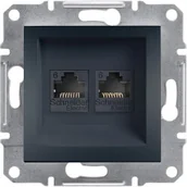 Gniazdka elektryczne - Schneider Asfora gniazdo komputerowe podtynkowe podwójne kategoria 6 UTP antracyt EPH4800171 - miniaturka - grafika 1