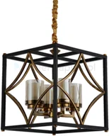 Lampy sufitowe - Lumina Deco Deco Deco Quadrato lampa wisząca czarny mosiądz przezroczysty LDP12234BKMD - miniaturka - grafika 1