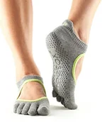 Skarpetki i podkolanówki sportowe - Toe Sox Damskie skarpetki ToeSox Bella, 1 para, pełne palce, z biologicznej bawełny, otwarte z przodu, skarpety do jogi, szary, l YTOEWTBELLARINA_L_Heather/Lime - miniaturka - grafika 1