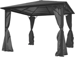 vidaXL Altana ogrodowa z zasłonami, antracytowa, aluminium, 300x300 cm - Altany ogrodowe - miniaturka - grafika 2