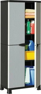 vidaXL Szafka plastikowa, 68x39x171,5 cm, motyw rattanu - Szafki do salonu - miniaturka - grafika 2