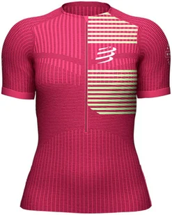 Compressport Triathlonowa koszulka kompresyjna damska TRI POSTURAL SS TOP różowo-zielona - Bielizna sportowa damska - miniaturka - grafika 8