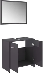vidaXL vidaXL Zestaw mebli łazienkowych, wysoki połysk, szary, płyta wiórowa 8720286015612 - Meble łazienkowe - miniaturka - grafika 5