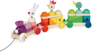 Janod Pociąg z klockami i zwierzątkami do ciągnięcia J08202 - Pociągi dla dzieci - miniaturka - grafika 19