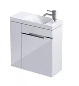 Szafki łazienkowe - Oristo Szafka wisząca SILVER UNI 55 cm z umywalką z formowanego marmuru LEWA BIAŁY POŁYSK OR33-ZD2D-55-1-L OR33-ZD2D-55-1-L - miniaturka - grafika 1