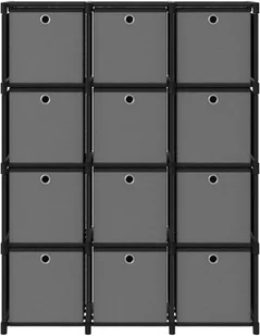 vidaXL Regał z 12 przegrodami, pudełka, czarny, 103x30x141 cm, tkanina - Regały - miniaturka - grafika 4