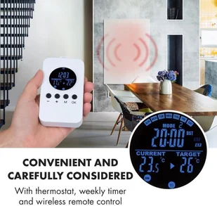 Klarstein Klarstein Wonderwall Air 96, infraczerwony grzejnik, 120 x 81 cm, 960 W, naścienny montaż, pilot sterowania, biały ACO10-WonderW.96 - Ogrzewanie przenośne - miniaturka - grafika 6