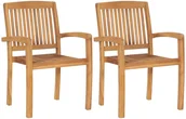 Fotele i krzesła ogrodowe - vidaXL Ogrodowe krzesła sztaplowane, 2 szt., lite drewno tekowe - miniaturka - grafika 1