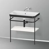 Umywalki - Duravit Happy D.2 Plus Umywalka meblowa c-bonded z konsolą 77,5x85 cm bez otworu na baterię czarny mat/biały HP4737N2222 - miniaturka - grafika 1