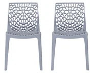 Krzesła - Vente-Unique Komplet 2 krzeseł sztaplowanych DIADEME - Polipropylen - Jasnoszary - miniaturka - grafika 1