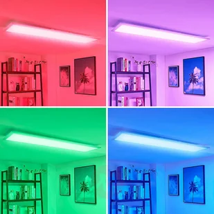 Lampenwelt com Podłużny panel LED Tinus, RGB i ciepła biel - Lampy sufitowe - miniaturka - grafika 4