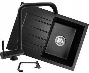 Kuchinox Zlewozmywak Granitowy Cały Czarny Szary + Syfon - Zlewozmywaki - miniaturka - grafika 7