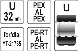 Yato MATRYCE ZAPASOWE DO ZACISKARKI DO RUR PEX-AL-PEX YT-21735 TYP U 32MM YT-21743 ZYSKAJ RABAT 30 ZŁ YT-21743 - Inne urządzenia budowlane - miniaturka - grafika 3