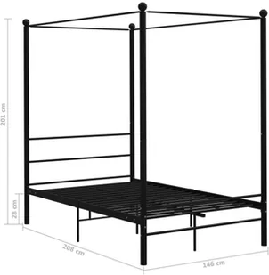 vidaXL Lumarko Rama łóżka z baldachimem, czarna, metalowa, 140 x 200 cm 325060 - Łóżka - miniaturka - grafika 6