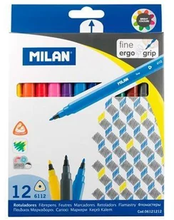 MILAN Flamastry trójkątne cienkie 12 kolorów - Artykuły biurowe - miniaturka - grafika 3