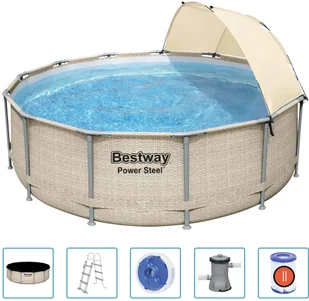 vidaXL Bestway Basen Power Steel z akcesoriami i daszkiem, 396x107 cm - Baseny ogrodowe - miniaturka - grafika 2