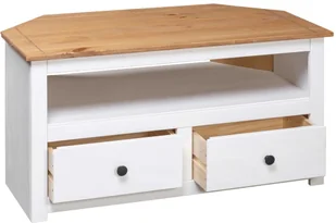 vidaXL Narożna szafka pod TV, biała, 93x55x49 cm, sosna, seria Panama - Szafki RTV - miniaturka - grafika 6