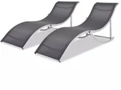 Leżaki ogrodowe - vidaXL Składane leżaki, 2 szt., aluminium i tworzywo textilene - miniaturka - grafika 1