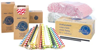 GSG24 Słomki papierowe BIO ekologiczne PAPER STRAWS grube 8/205mm - biało-niebieskie 500szt. - Słomki do napojów - miniaturka - grafika 2