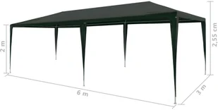 vidaXL Namiot imprezowy, 3 x 6 m, PE, zielony - Pawilony ogrodowe - miniaturka - grafika 7