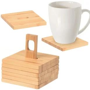 Podstawka EXCELLENT HOUSEWARE bambusowa pod kubek - podkładka - Podstawki pod garnki - miniaturka - grafika 2