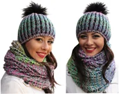 Czapki dla dzieci - Komplet Dla Dziewczynki Czapka + Komin Multi Kolor - miniaturka - grafika 1