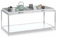 Ławy i stoliki kawowe - Relaxdays , biały/srebrny stolik kawowy, płaski stolik do salonu z 2 tacami, prostokątny stolik pomocniczy, wys. x szer. x gł. 43 x 95 x 49 cm - miniaturka - grafika 1