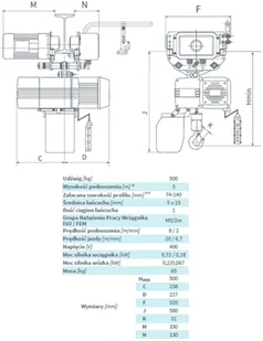 339 Wciągnik łańcuchowy elektryczny z wózkiem elektrycznym udźwig 0,5 T wysokość podnoszenia 35 m) 33978274 78274-uniw - Wciągarki - miniaturka - grafika 3