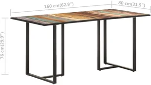 VidaXL Lumarko Stół jadalniany, 160 cm, lite drewno z odzysku 320694 VidaXL - Stoły - miniaturka - grafika 7