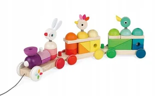 Janod Pociąg z klockami i zwierzątkami do ciągnięcia J08202 - Pociągi dla dzieci - miniaturka - grafika 18