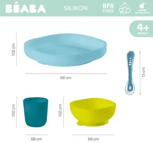 Beaba Komplet naczyń z silikonu blue - Miseczki i talerzyki dla dzieci - miniaturka - grafika 5