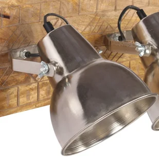 vidaXL Industrialna lampa ścienna, srebrna, 70x23cm, E27, drewno mango 320595 - Lampy ścienne - miniaturka - grafika 5