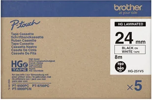 Brother HGE-251 V5 5x Taśma 24mm laminowana biała (do wydruków wysokiej rozdzielczości), czarny nadruk E671-98505_20150122105728 - Etykiety do drukarek - miniaturka - grafika 2