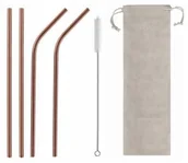 Słomki do napojów - Whiskey Rocks Słomki metalowe zestaw 4 szt 215x6 mm szampańskie 5907443621210 - miniaturka - grafika 1