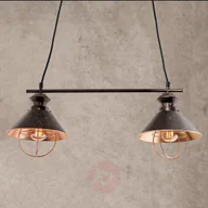 Lampy sufitowe - Dwupunktowa lampa wisząca Shanta, czarna miedź - miniaturka - grafika 1