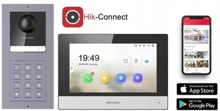 Hikvision Zestaw wideodomofonowy IP Hikvision: Monitor 7" LCD DS-KH6320-WTE1 + panel zewnętrzny z kamerą i szyfratorem - Wideodomofony - miniaturka - grafika 2