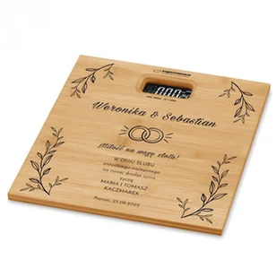 Murrano Waga bambusowa łazienkowa z nadrukiem dla pary na ślub WAG2-019 - Wagi łazienkowe - miniaturka - grafika 2