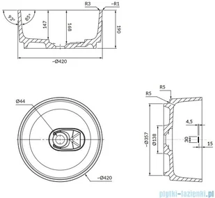 Omnires Cadence umywalka nablatowa 42 cm biały mat CADENCER420BM | - Umywalki - miniaturka - grafika 2