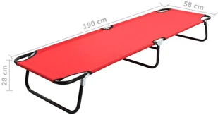 vidaXL Składany leżak, czerwony, stal - Leżaki ogrodowe - miniaturka - grafika 10