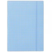 Teczki i skoroszyty - Donau . Teczka z gumką, karton, A4, 400gsm, 3-skrzydłowa - niebieska w kratę - miniaturka - grafika 1