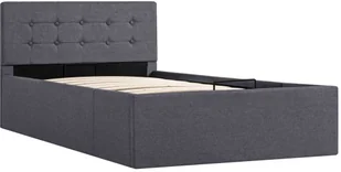 vidaXL Rama łóżka z podnośnikiem, ciemnoszara, tkanina, 90 x 200 cm - Łóżka - miniaturka - grafika 2