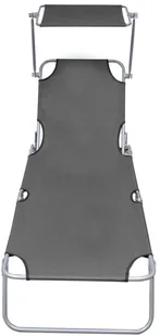 vidaXL Składany leżak z zadaszeniem, szary, aluminium - Leżaki ogrodowe - miniaturka - grafika 3