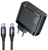 Ładowarki do telefonów - Usams Ładowarka Sieciowa 2xUSB-C+2xUSB T44 100W PD3.0 +QC3.0 Fast Charging + kabel U71 USB-C na USB-C czarny/black UCTZ01 Usa001140 - miniaturka - grafika 1