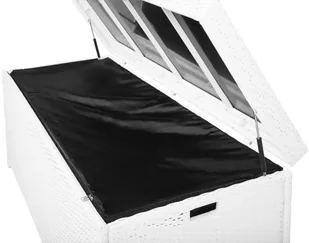Beliani Skrzynia na poduchy rattanowa biała 158 x 63 cm MODENA - Pozostałe meble ogrodowe - miniaturka - grafika 6
