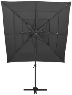 vidaXL 4-poziomowy parasol na aluminiowym słupku, antracyt, 250x250 cm 313822 - Parasole ogrodowe - miniaturka - grafika 3