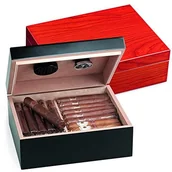 Pozostałe akcesoria barmańskie - Egoist egoist jk00185 humidor Box z drewna z higrometr na ok. 40 cygar, akcesoria do cygar  Cherry (czerwony) JK00185 - miniaturka - grafika 1
