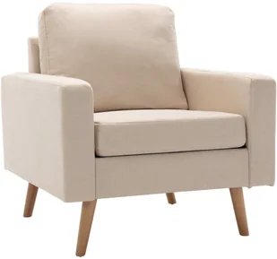 vidaXL 2-częściowy komplet wypoczynkowy, obity tkaniną, kremowy - Komplety wypoczynkowe - miniaturka - grafika 5